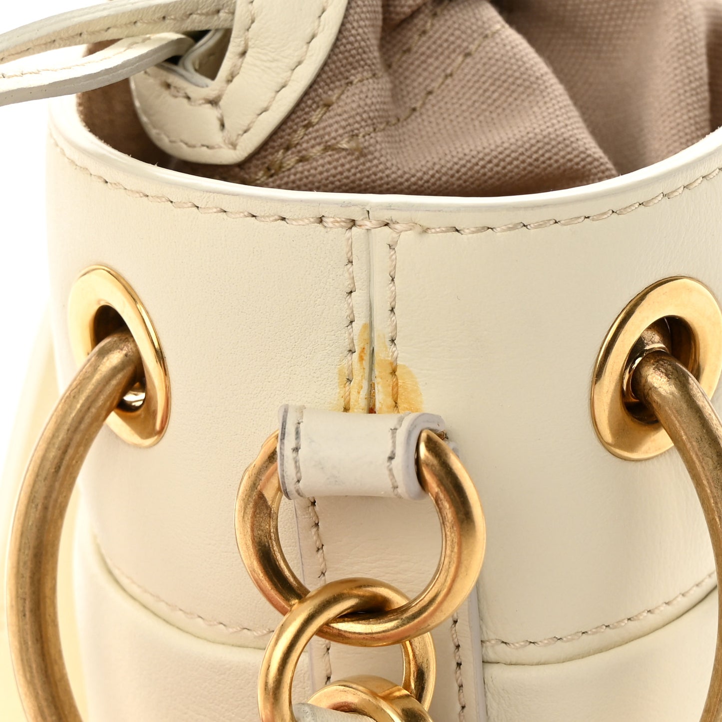 Smooth Calfskin Mini Roy Bucket Bag Natural White