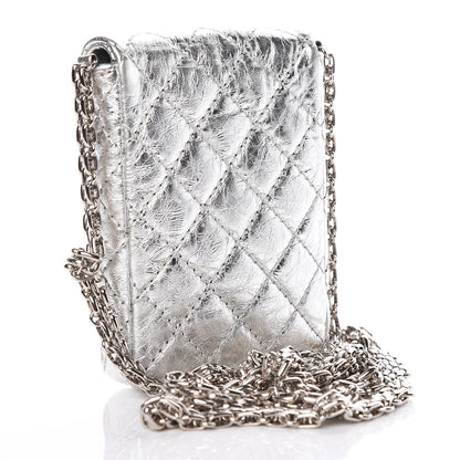 Chanel Metallic Aged Calfskin Quilted 2.55 Reissue Phone Case Silver 3 of 9
