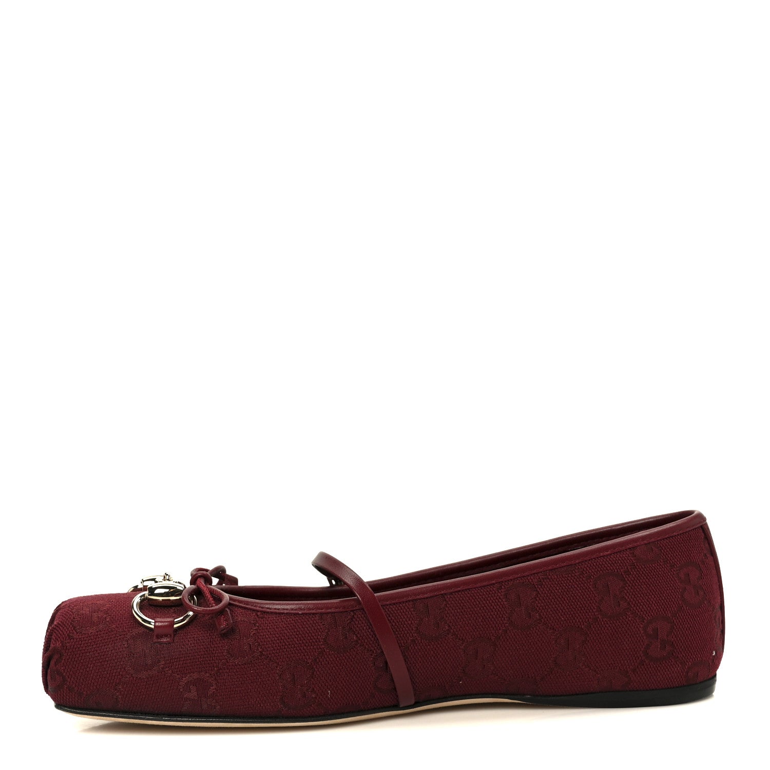 Gucci GG Monogram Horsebit Ballet Flats 37.5 Rosso Ancora 1 of 10