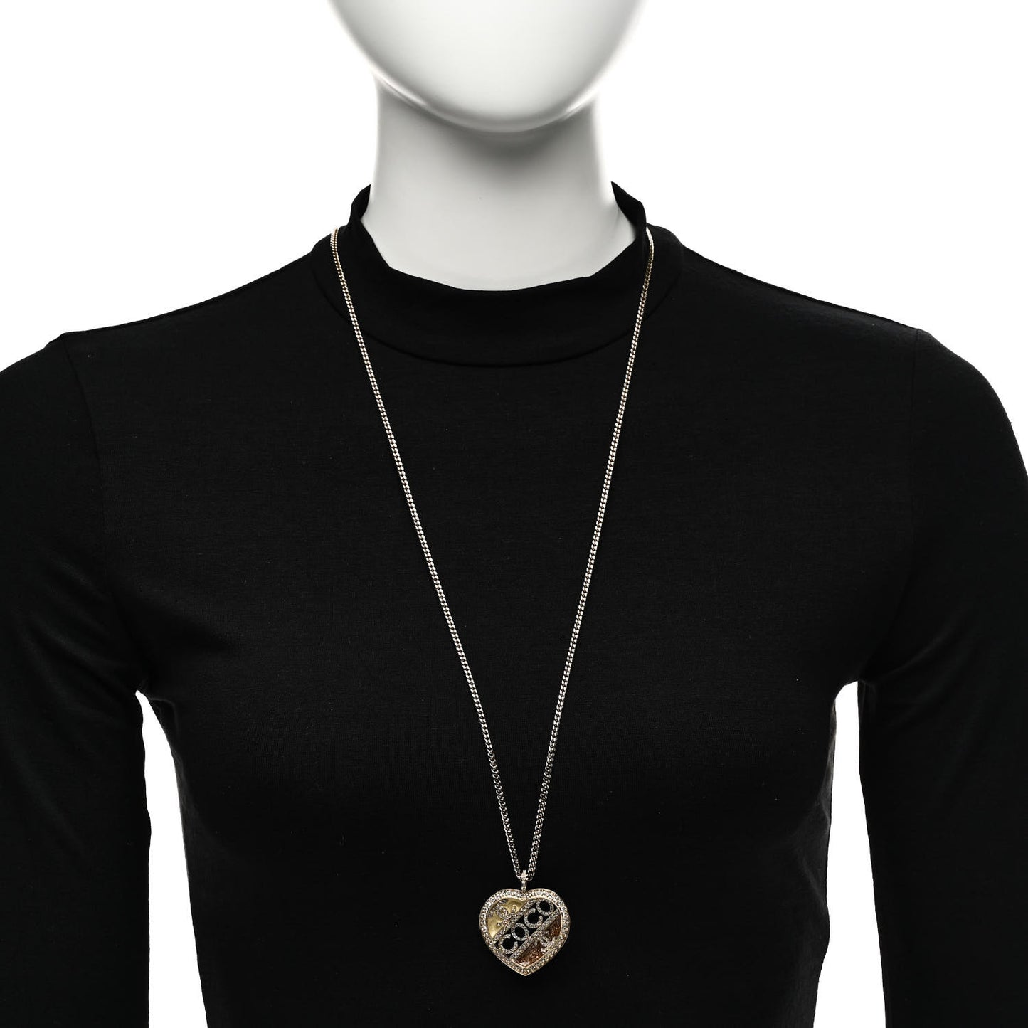 Crystal Crystal CC Coco Heart Necklace Gold