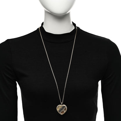 Chanel Crystal Crystal CC Coco Heart Necklace Gold 2 of 6