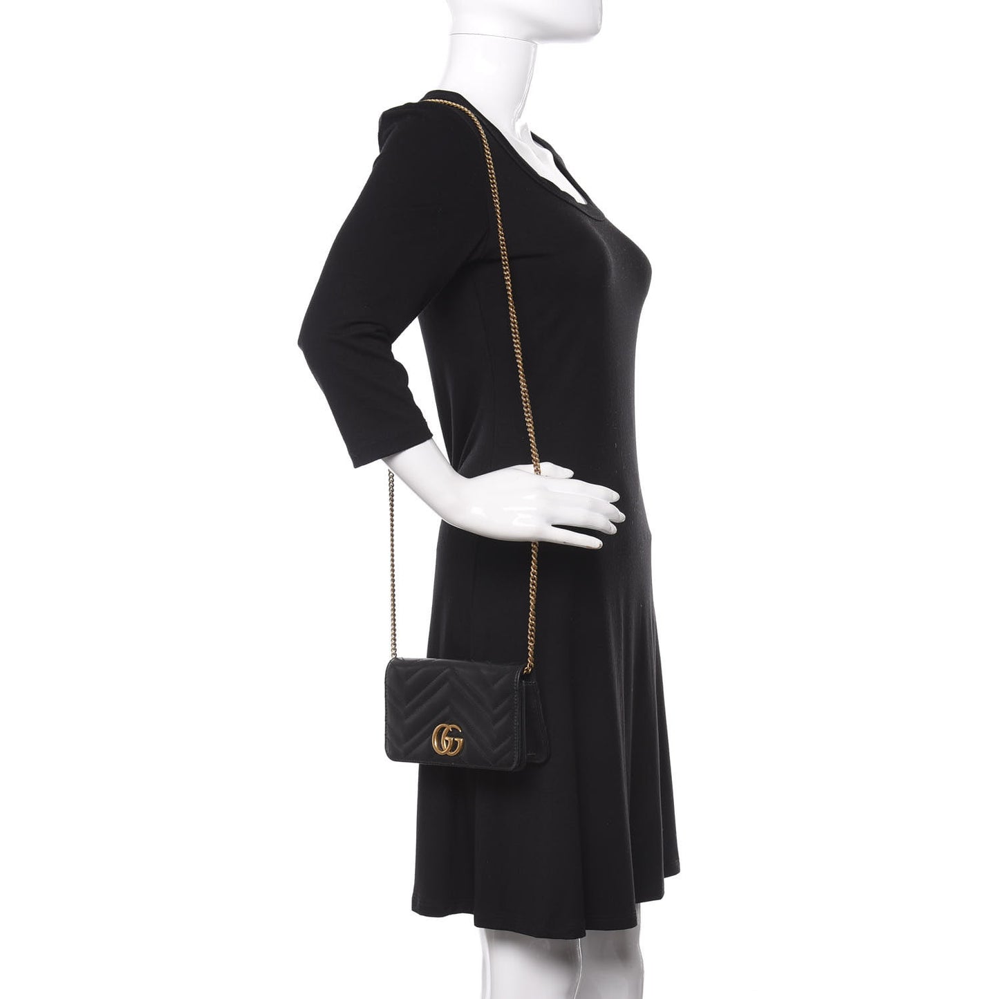 Calfskin Matelasse GG Marmont Mini Bag Black