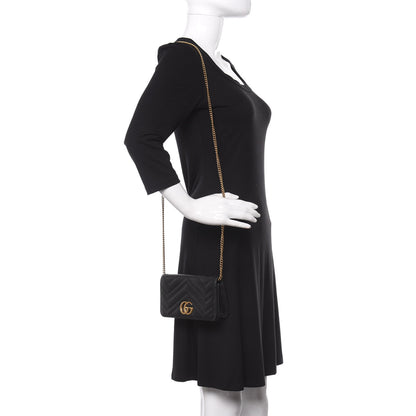 Gucci Calfskin Matelasse GG Marmont Mini Bag Black 2 of 13