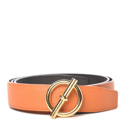 Hermes Chamonix Togo Reversible Glenan 32mm Belt 90 Black Orange 1 of 7