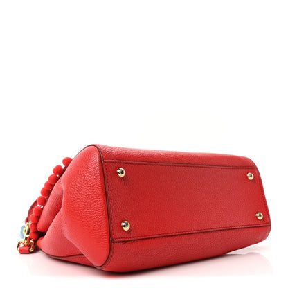 Dolce & Gabbana Calfskin Embellished Medium Miss Sicily Satchel Red 4 of 9