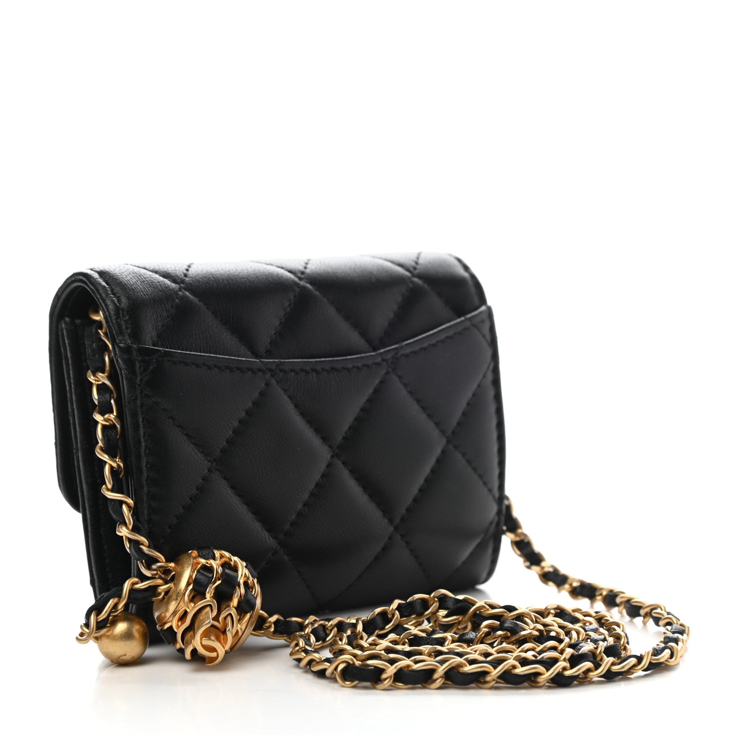 Chanel Lambskin Quilted Pearl Crush Clutch With Chain Black 3 of 8