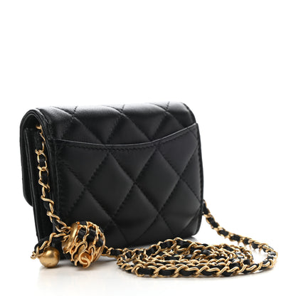 Chanel Lambskin Quilted Pearl Crush Clutch With Chain Black 3 of 8