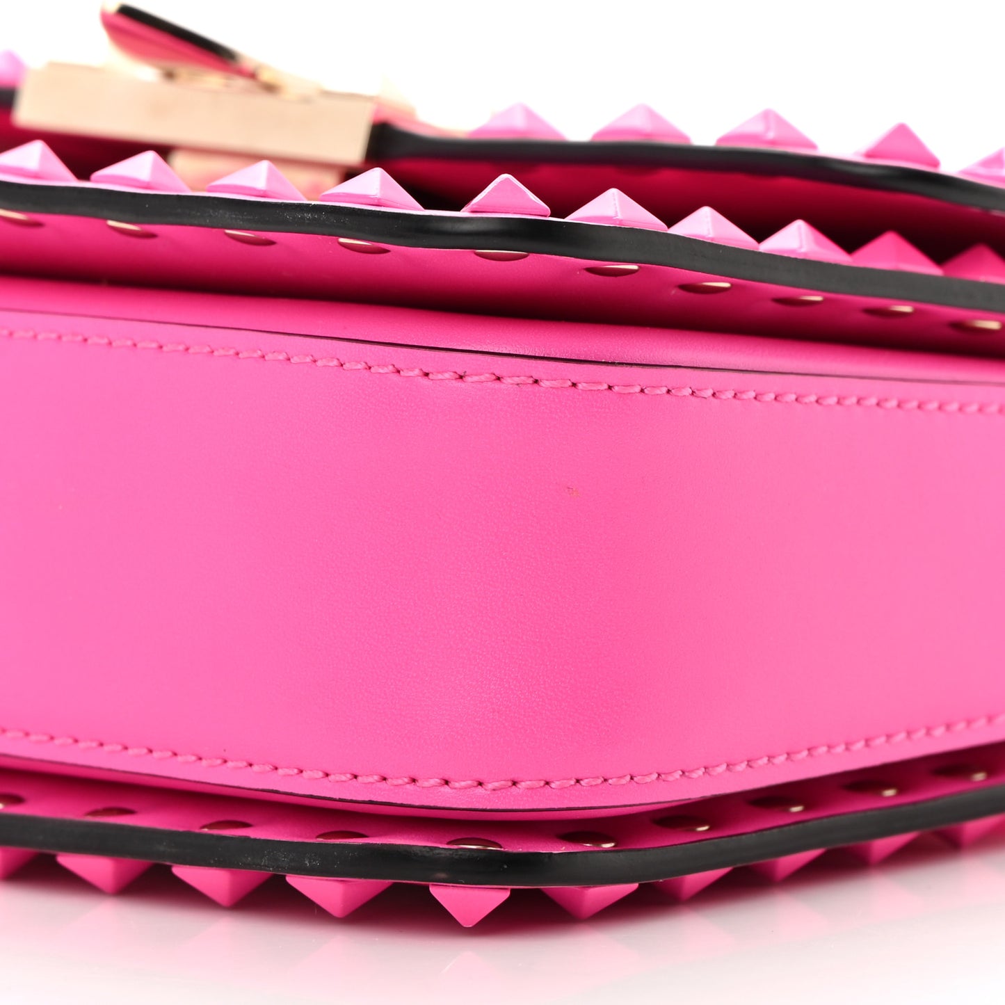 Smooth Calfskin Enamel Tonal Small Rockstud23 Shoulder Bag Pink PP