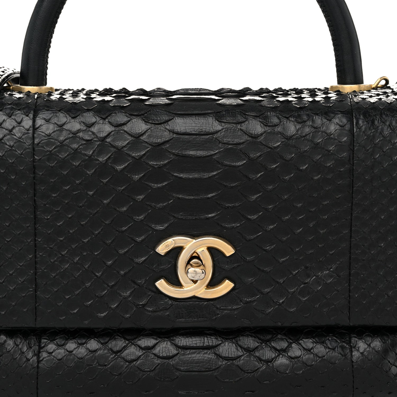 Chanel Snakeskin Small Coco Handle Flap Black 8 of 10