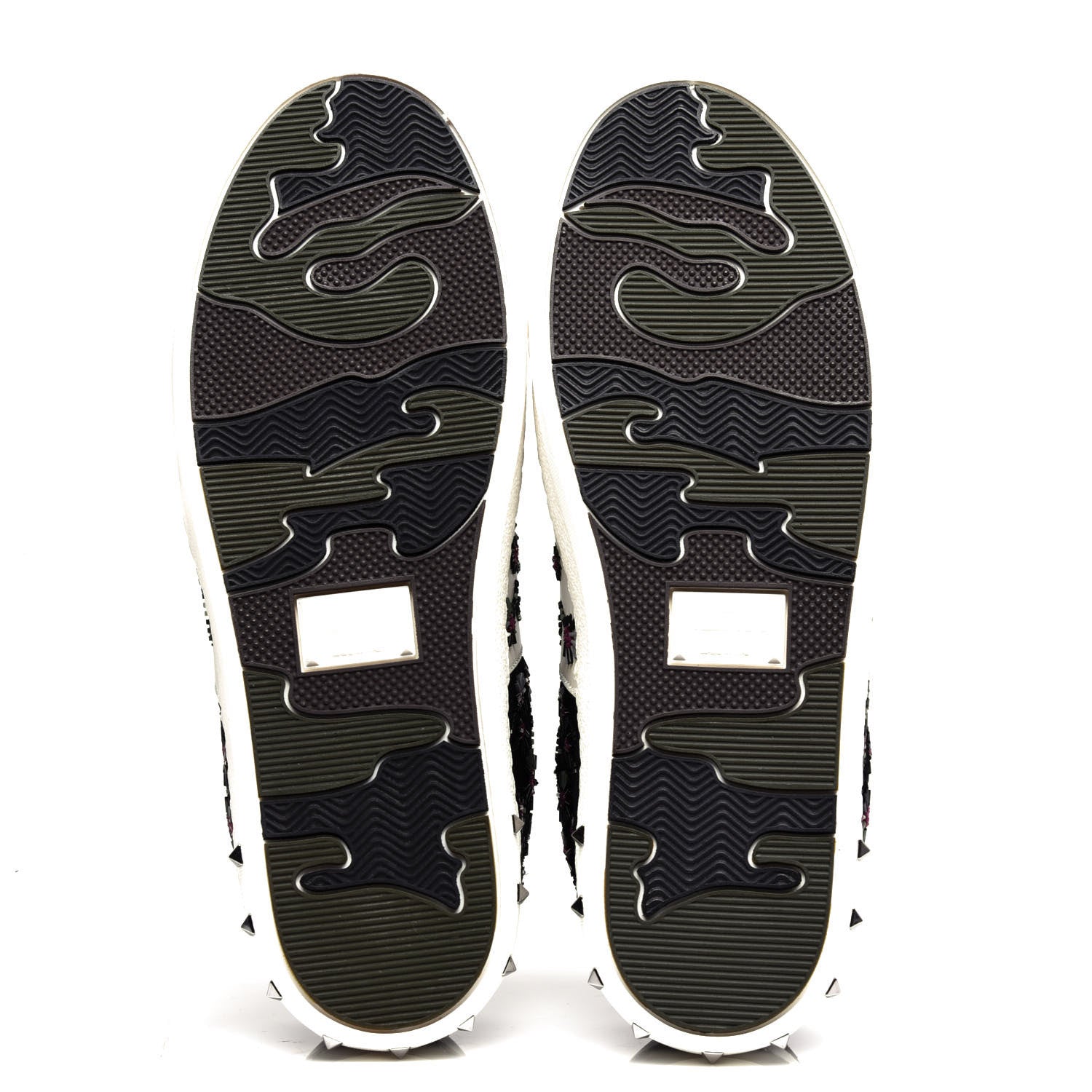 Valentino Garavani Suede Floral Beaded Flycrew Sneakers 35 Black 6 of 10