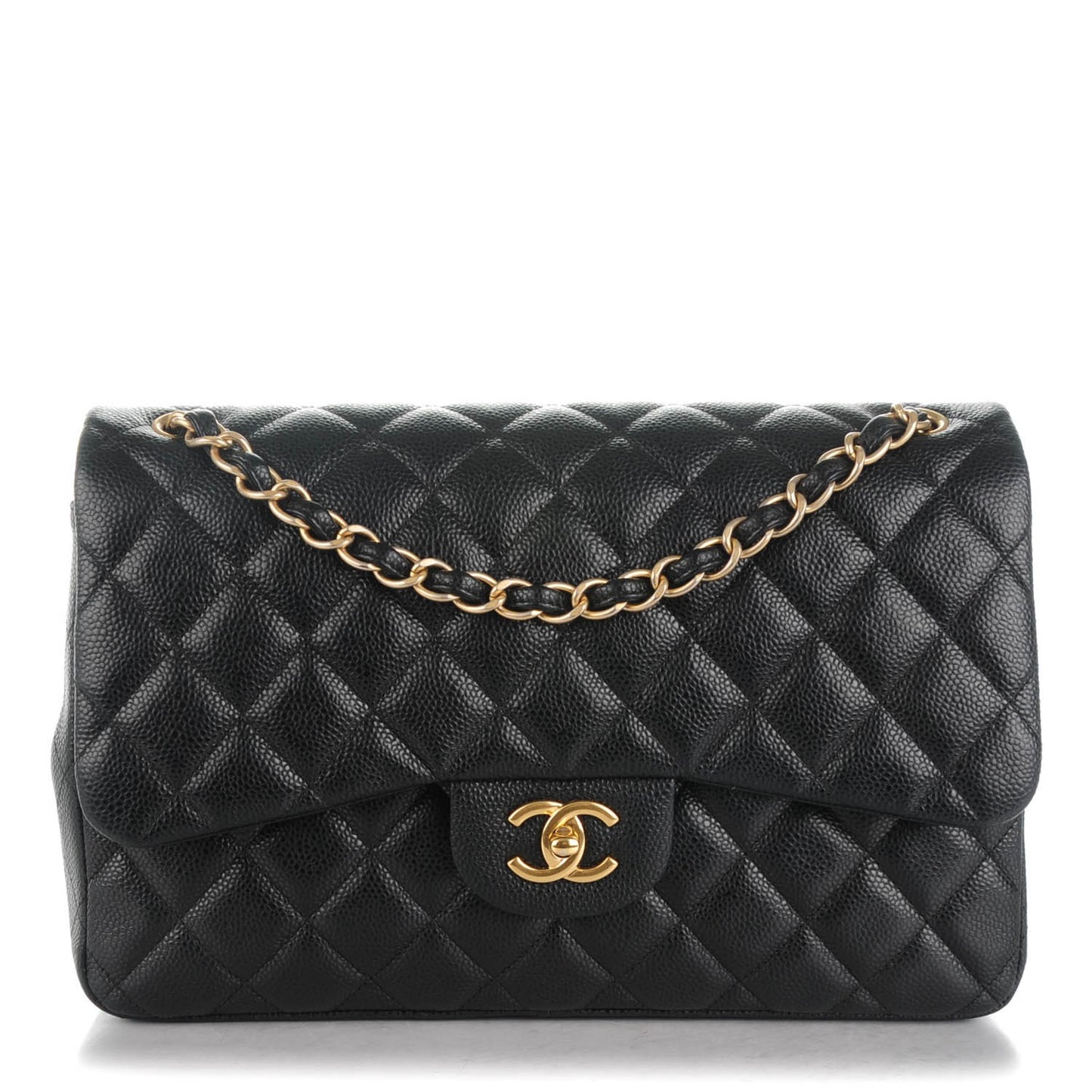Caviar Quilted Jumbo Double Flap Black