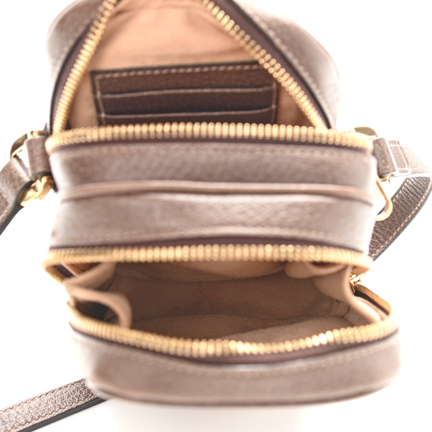 Gucci GG Supreme Monogram Web Mini Ophidia Double Zip Crossbody Bag Beige New Acero 4 of 8