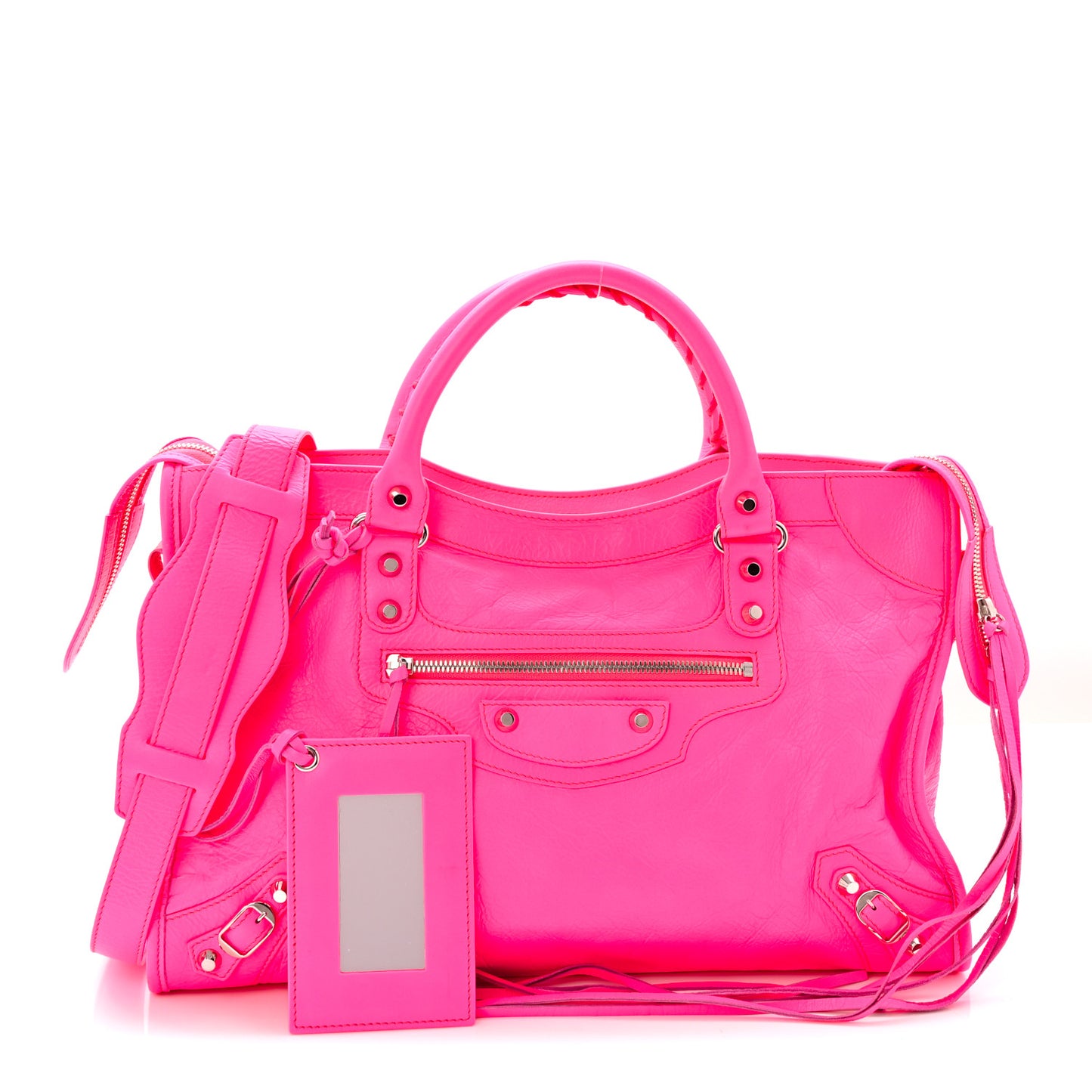 Agneau Classic Silver Hardware City Rose Fluo