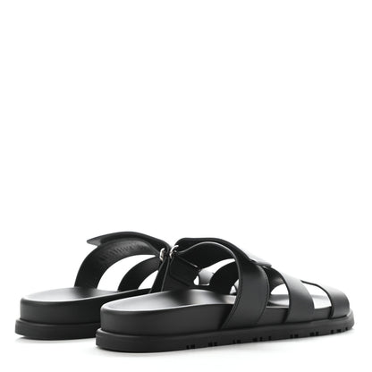 Hermes Calfskin Womens Chypre Sandals 38.5 Black 4 of 9