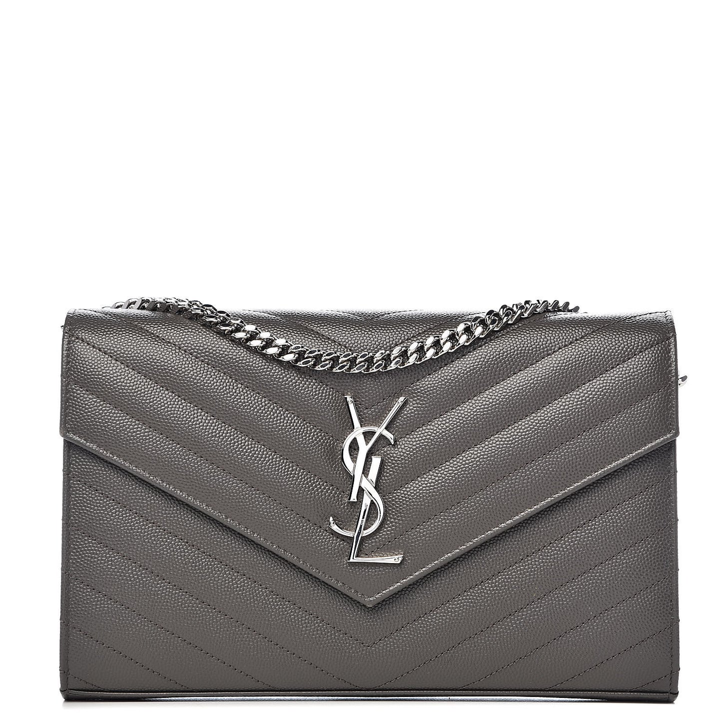 Grain De Poudre Matelasse Chevron Monogram Chain Wallet Earth