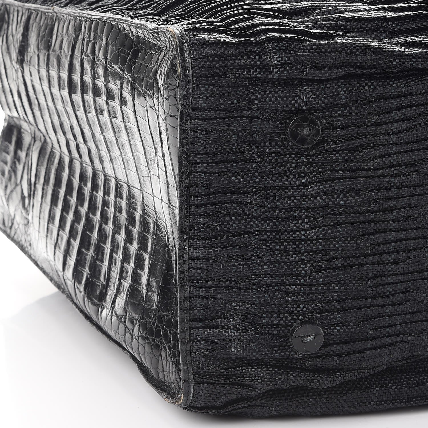 Nancy Gonzalez Straw Crocodile Shopping Tote Black 10 of 14