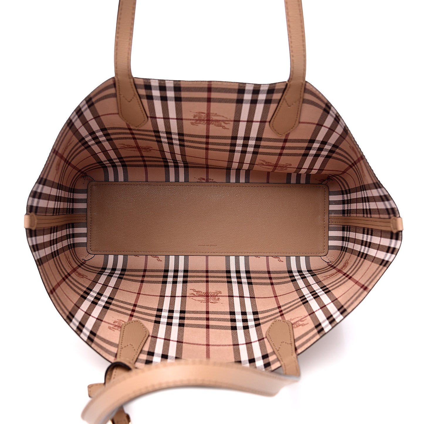 Grainy Calfskin Haymarket Check Medium Reversible Tote Mid Camel