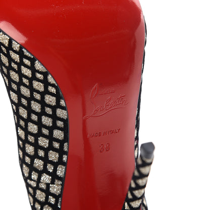 Christian Louboutin Glitter Floque Geo 120 Pumps 38 Platine Black 6 of 7