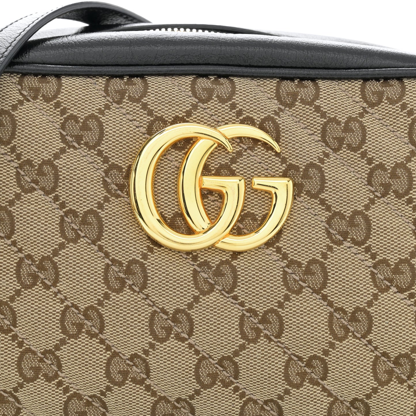 Monogram Matelasse Diagonal Small GG Marmont Chain Shoulder Bag Beige Black