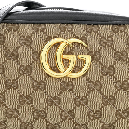 Gucci Monogram Matelasse Diagonal Small GG Marmont Chain Shoulder Bag Beige Black 8 of 11