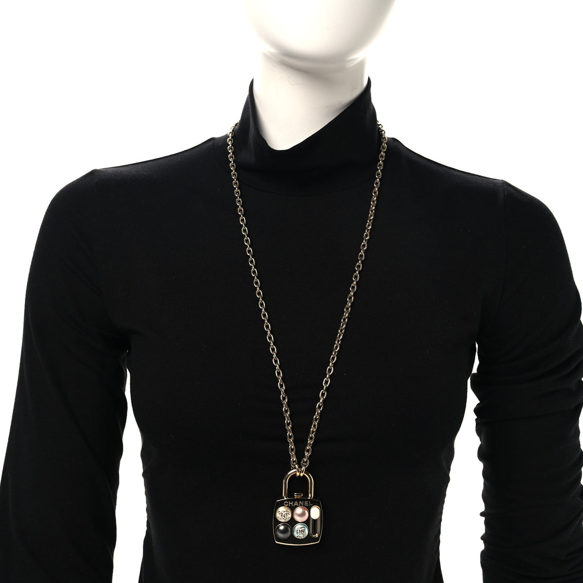 Pearl Resin Crystal CC No 5 Eyeshadow Pendant Necklace Multicolor