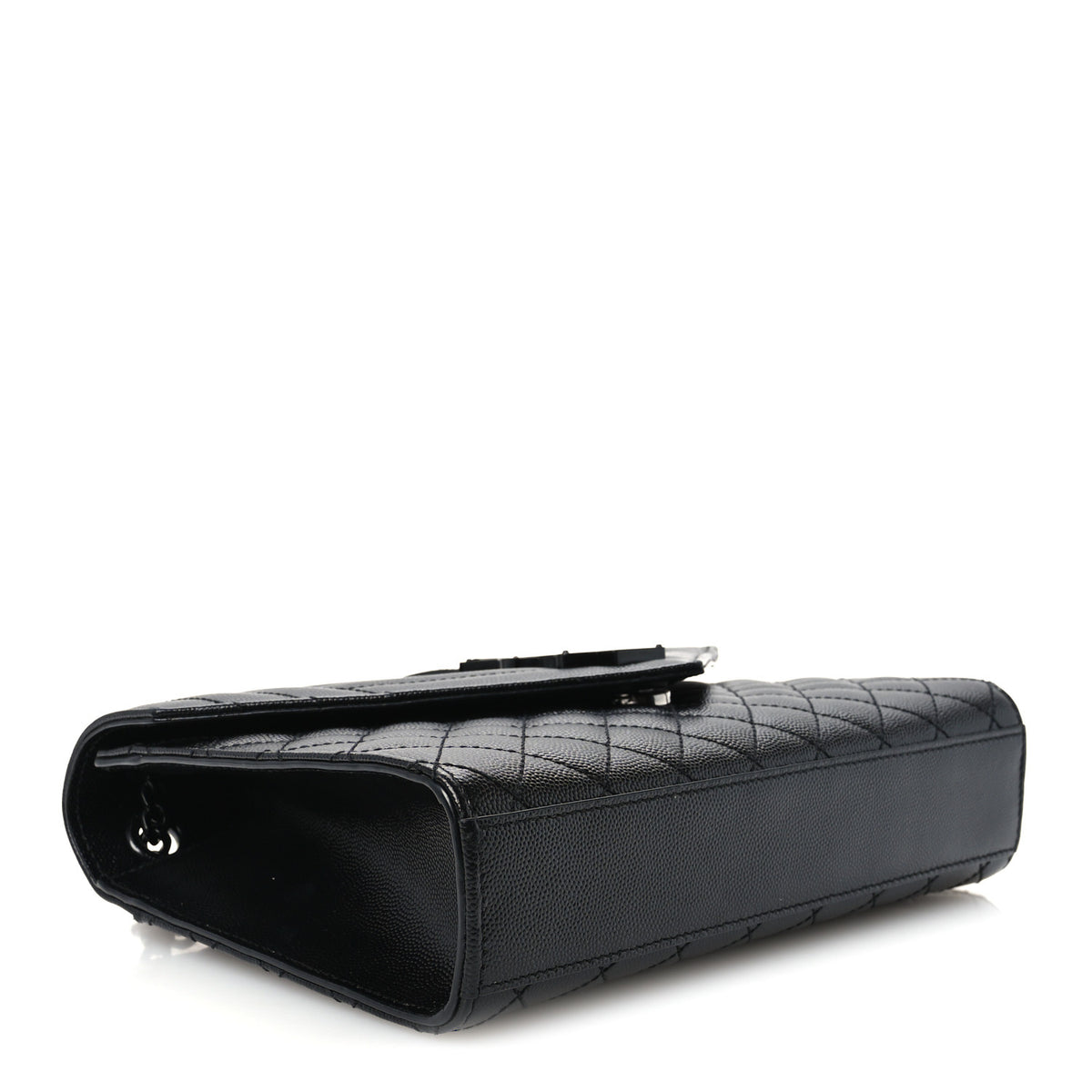 Saint Laurent Grain De Poudre Textured Mixed Matelasse Triquilt Medium Monogram Monochrome Satchel Black 4 of 12