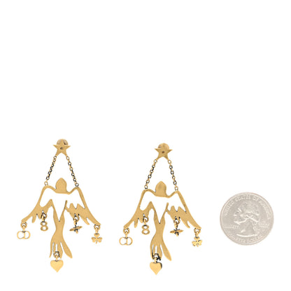 Christian Dior Metal Bird Drop Earrings Aged Gold 2 of 7