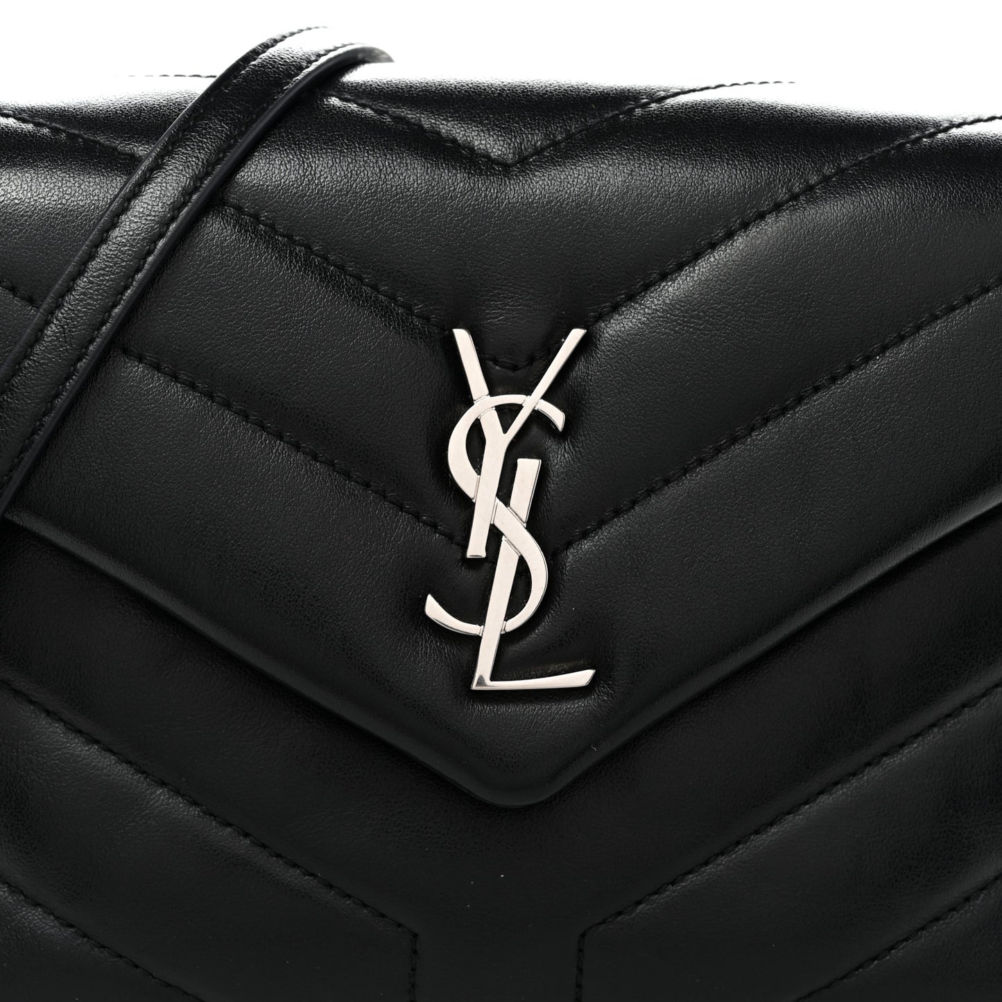 Calfskin Y Quilted Monogram Toy Loulou Crossbody Bag Black