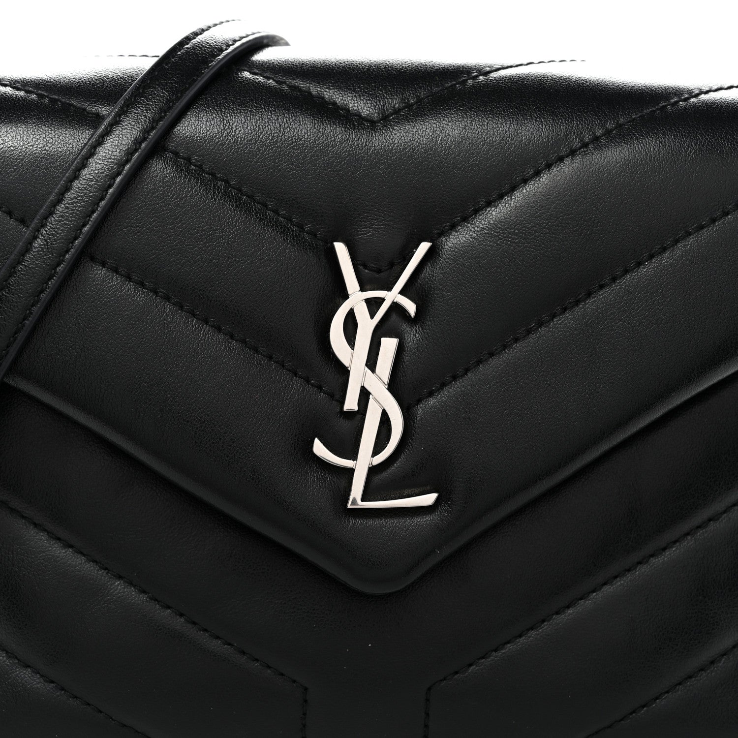 Saint Laurent Calfskin Y Quilted Monogram Toy Loulou Crossbody Bag Black 7 of 9