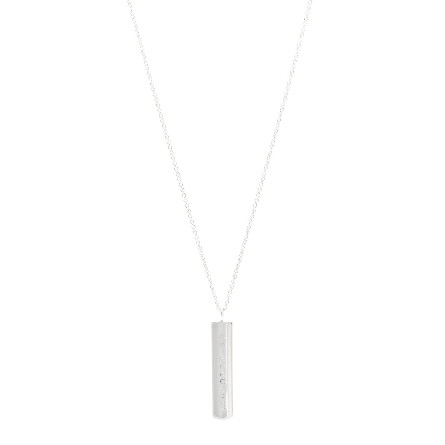 Tiffany Sterling Silver 1837 Bar Pendant Necklace 1 of 6