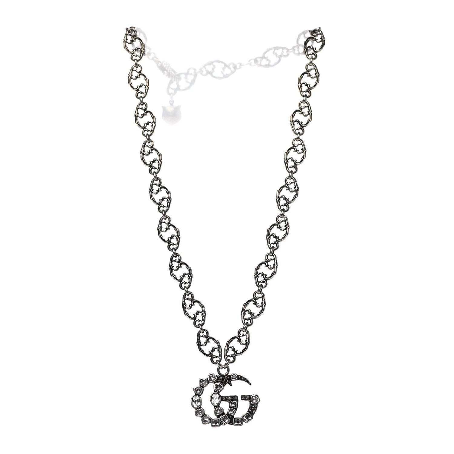 Gucci Crystal Marmont Necklace Aged Silver 3 of 6