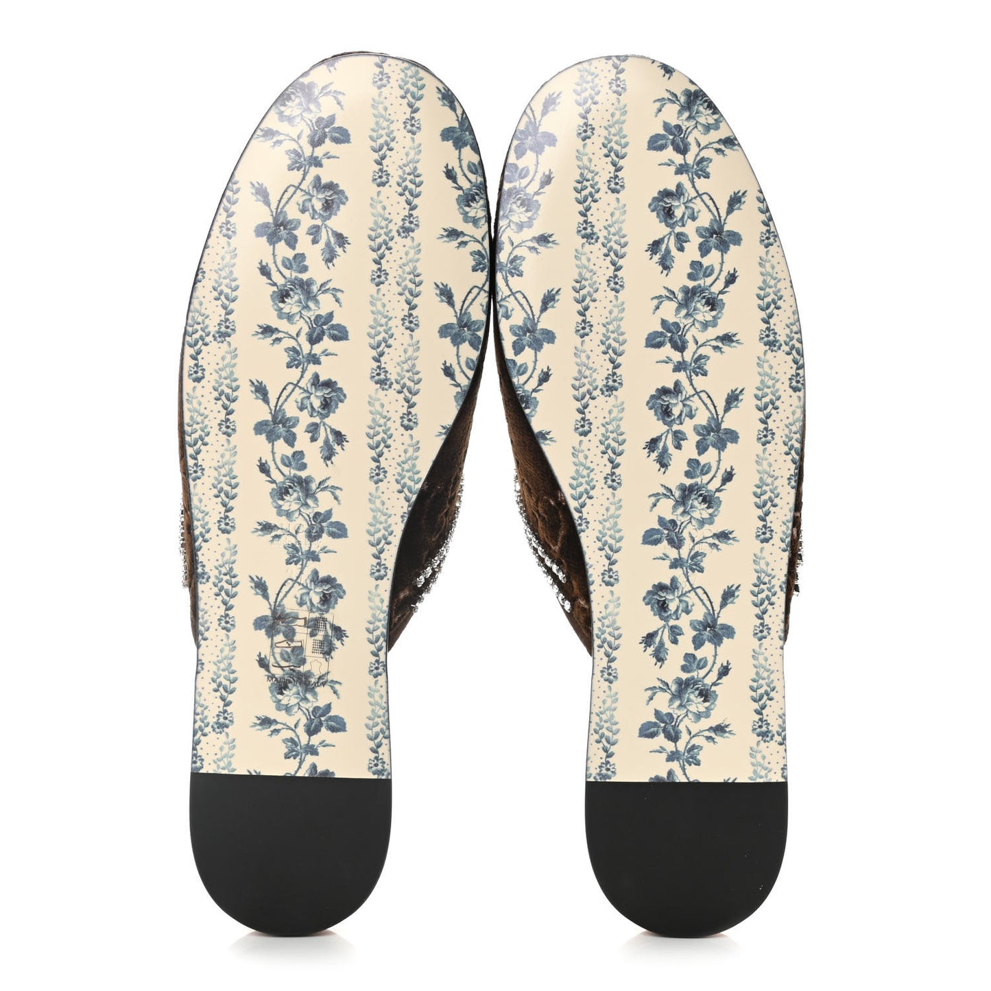 Velvet GG Monogram Crystal Slippers 37 Brown Vintage Cocoa