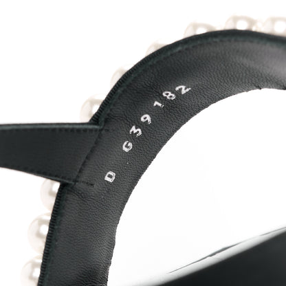 Chanel Grosgrain Pearl CC Sandals 41 Black 9 of 10