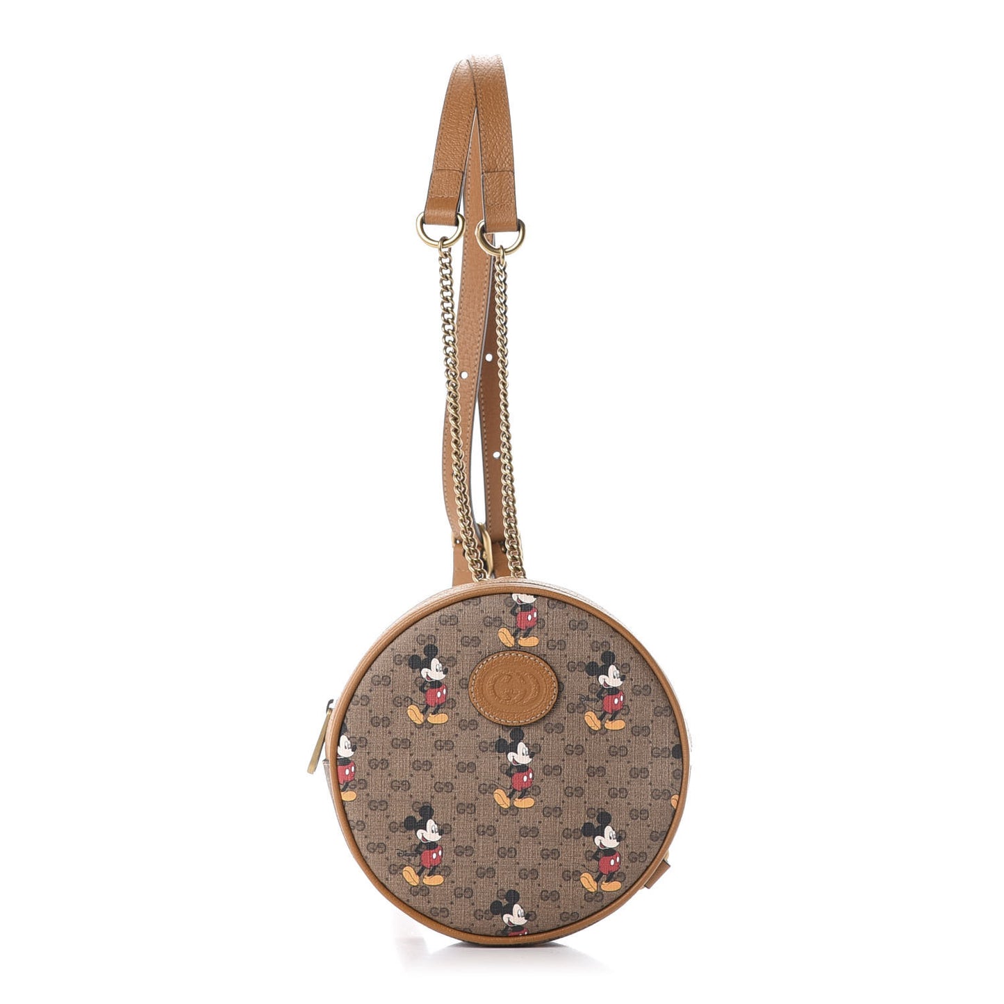 X DISNEY Mini Vintage GG Supreme Monogram Mickey Mouse Round Backpack Beige Vintage Sun Oil
