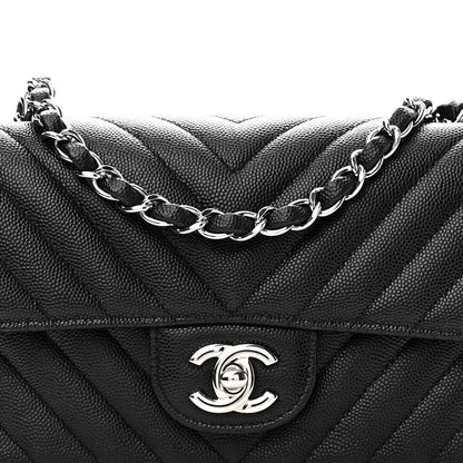Chanel Caviar Chevron Quilted Mini Rectangular Flap Black 8 of 11