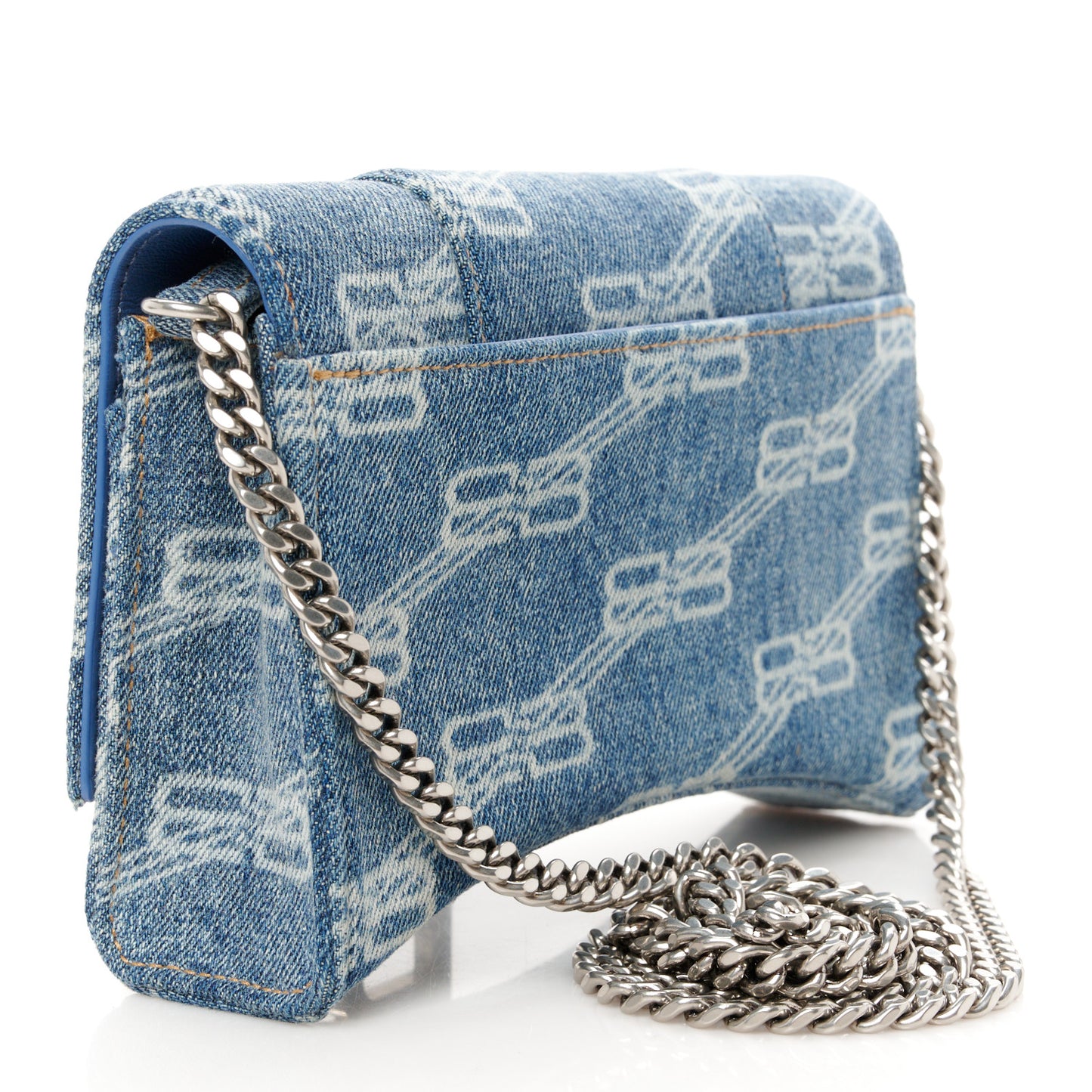 Denim BB Monogram Hourglass Chain Bag Blue