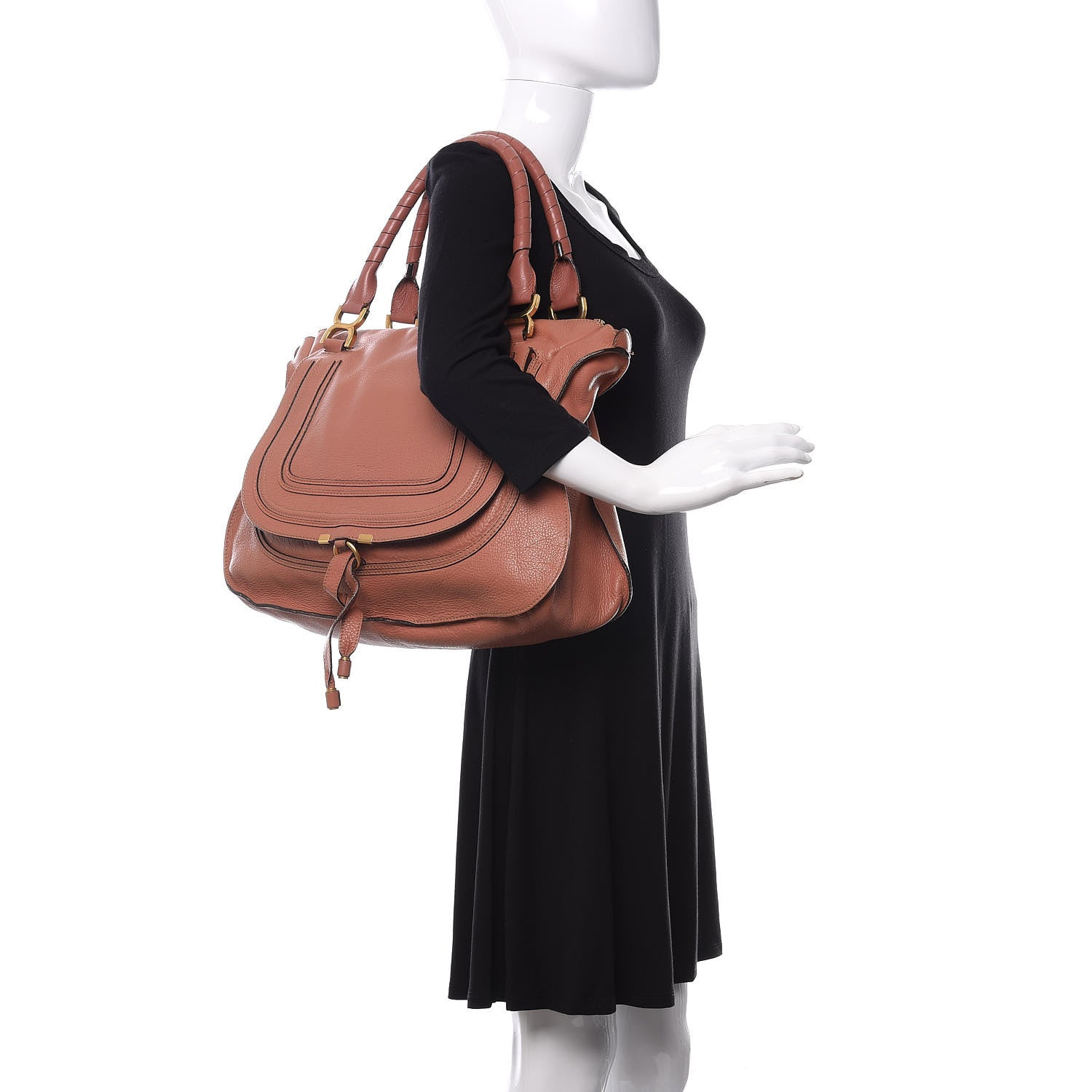 Chloe Calfskin Large Marcie Satchel Coral 2 of 17