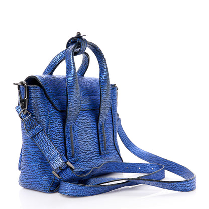 3.1 Phillip Lim Metallic Textured Calfskin Mini Pashli Satchel Electric Blue 3 of 14