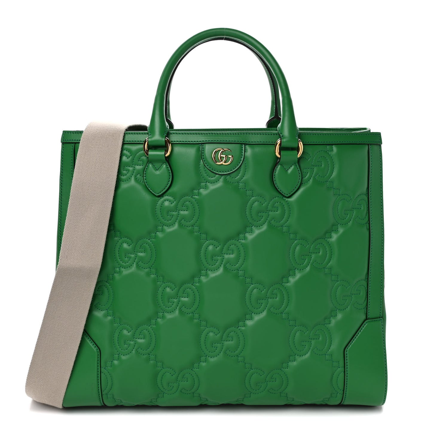 Calfskin GG Matelasse Tote Bag Bright Green