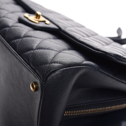 Chanel Shiny Sheepskin Quilted Large Trapezio Flap Navy 9 of 10