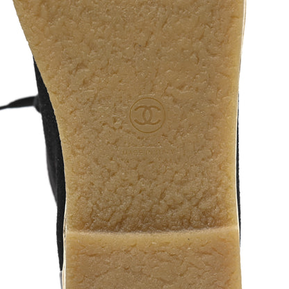 Chanel Tweed Calfskin CC Lace Up Short Boots 39 Black Gold 6 of 9