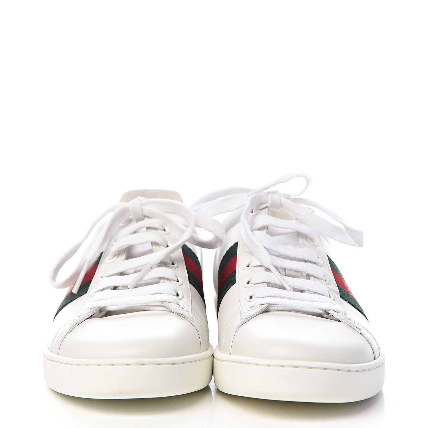 Calfskin Ayers Bee Embroidered Womens Ace Sneakers 37.5 White Green