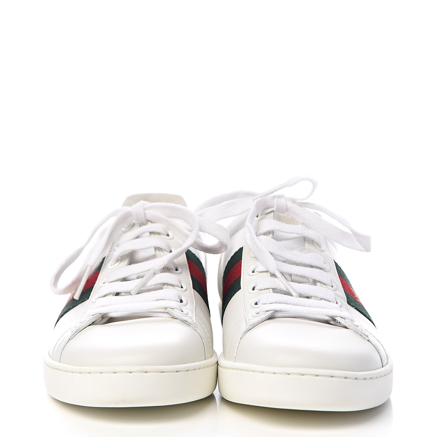 Gucci Calfskin Ayers Bee Embroidered Womens Ace Sneakers 37.5 White Green 2 of 13