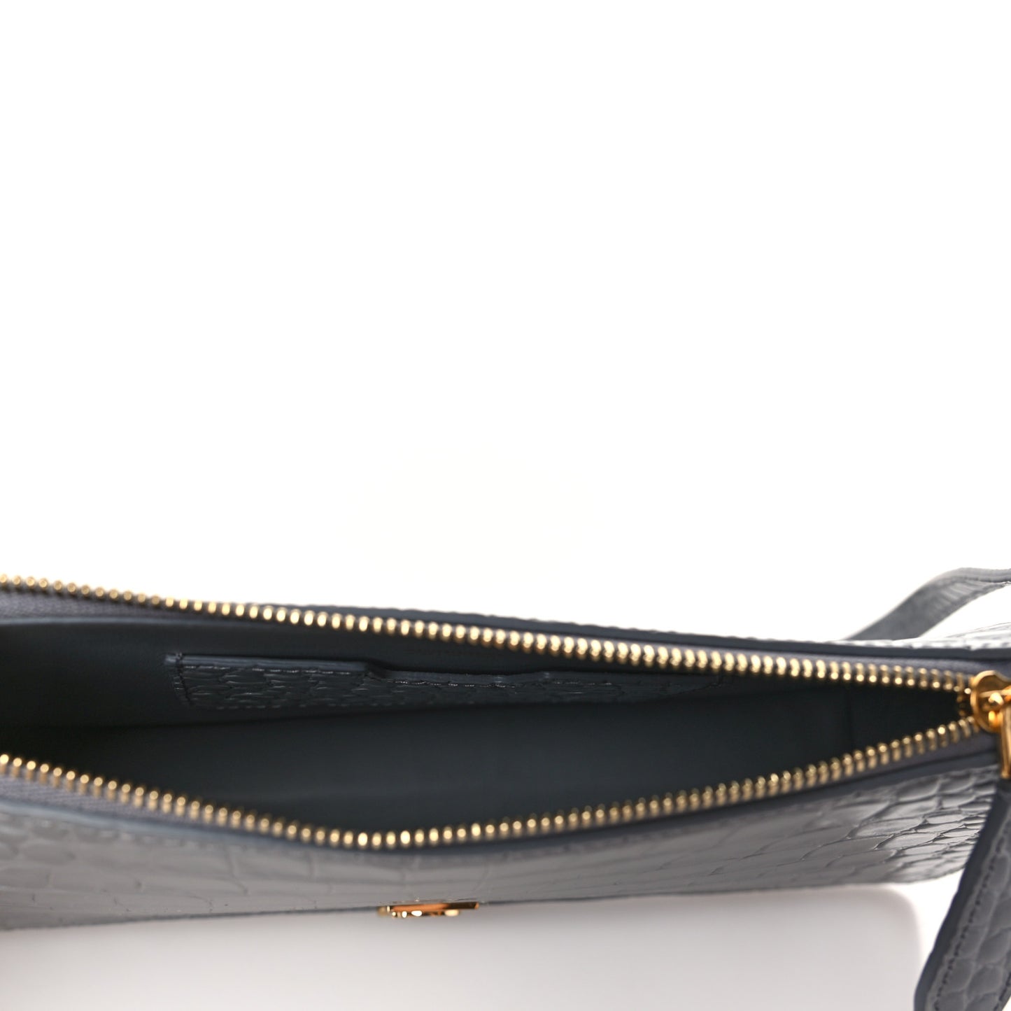 Calfskin Alligator Embossed Small TB Shoulder Bag Grey