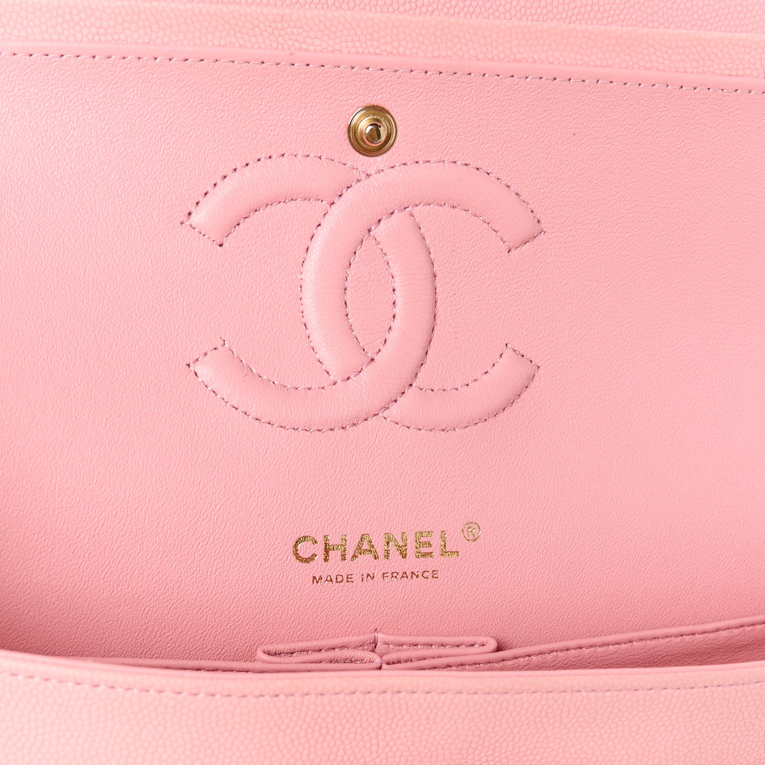Chanel Caviar Flat Chevron Quilted Medium Double Flap Pink 6 of 11