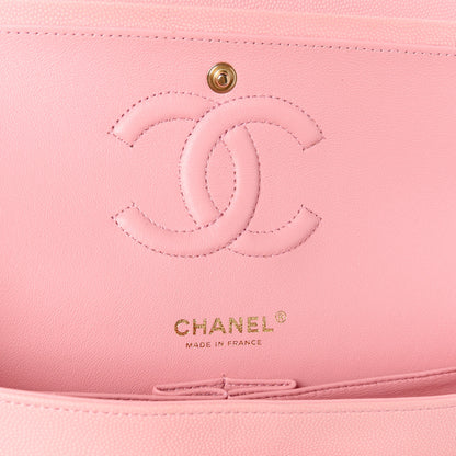 Chanel Caviar Flat Chevron Quilted Medium Double Flap Pink 6 of 11