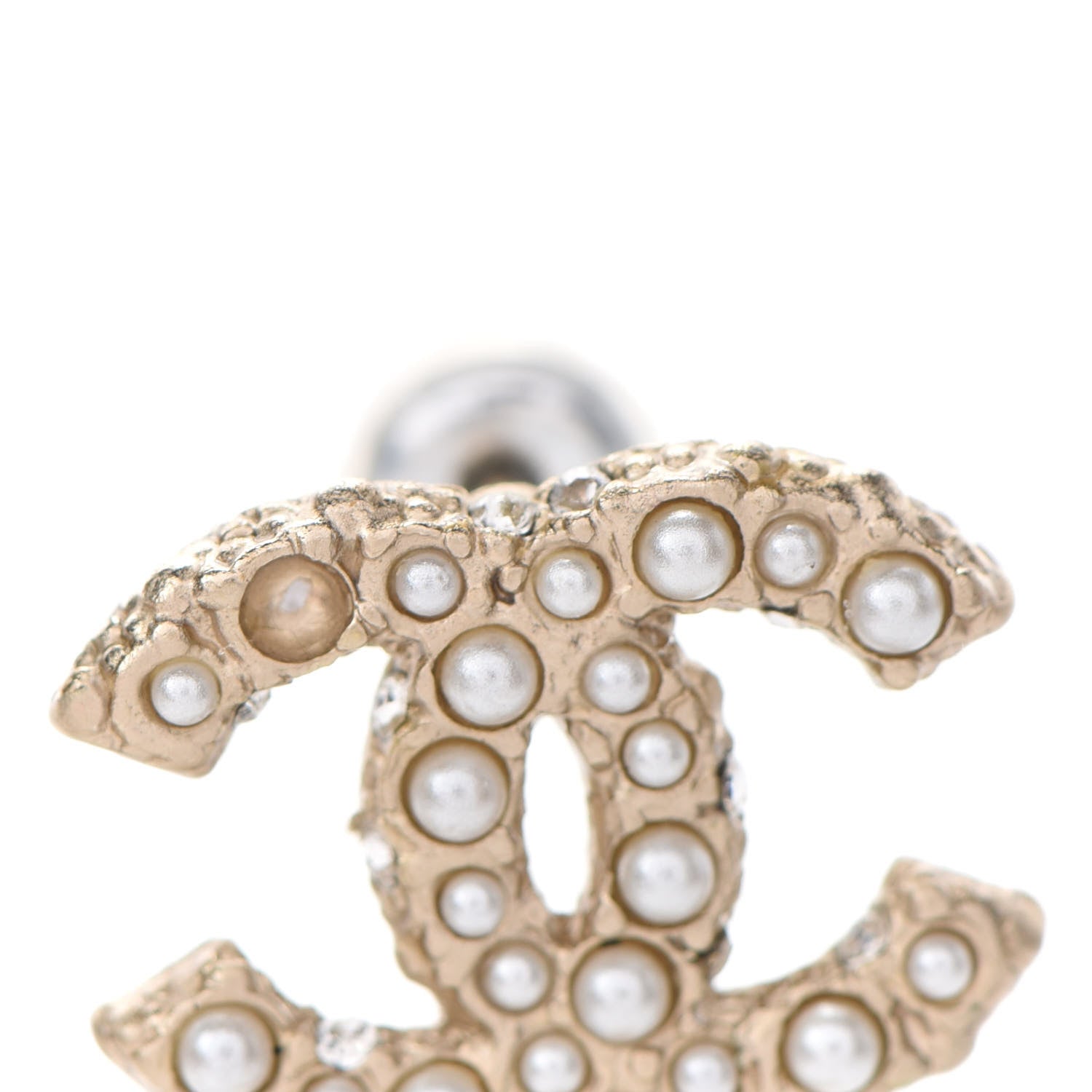 Chanel Pearl Crystal CC Drop Earrings Gold 4 of 6