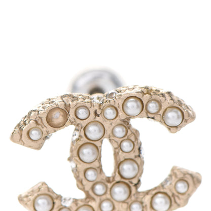 Chanel Pearl Crystal CC Drop Earrings Gold 4 of 6