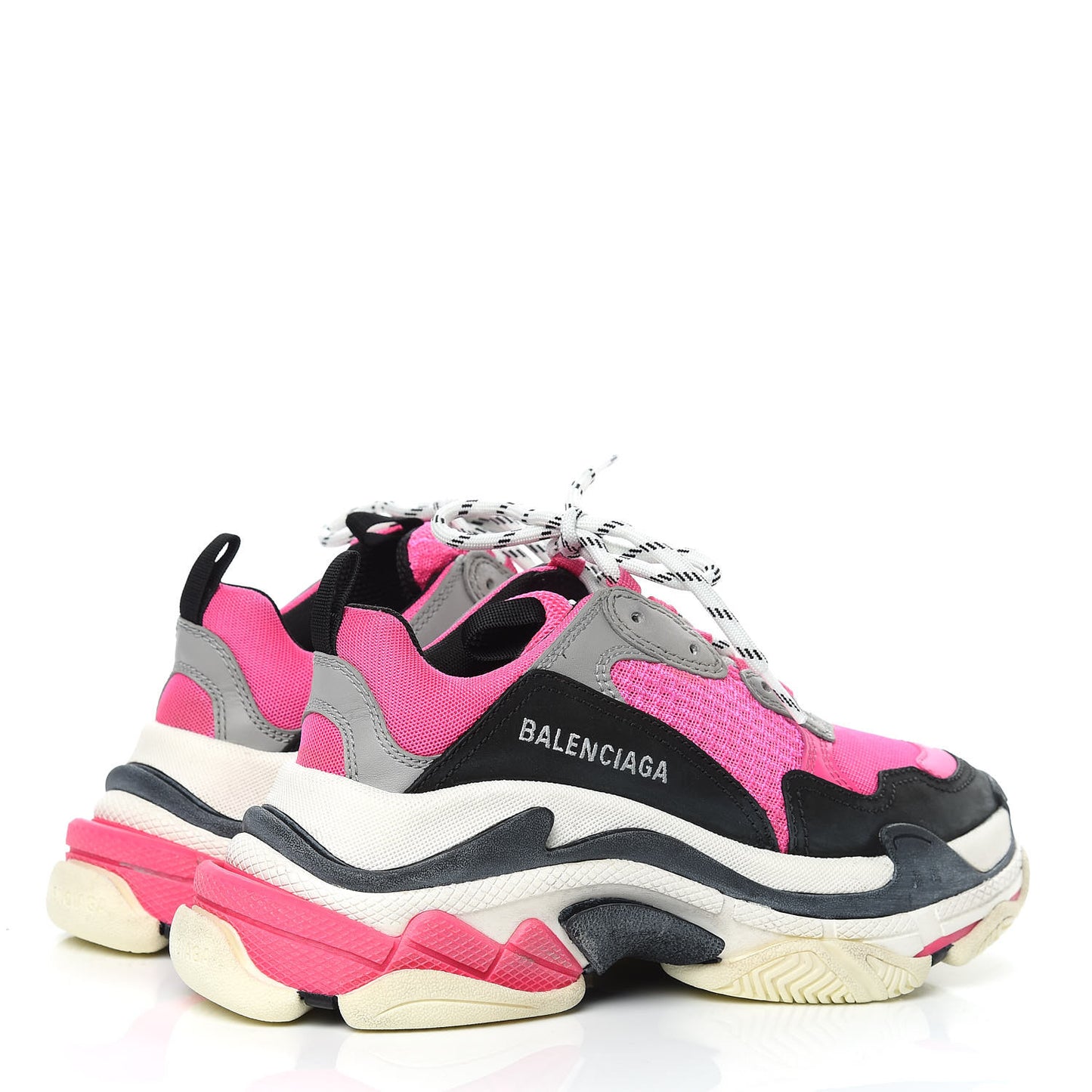 Fabric Mesh Womens Triple S Sneakers 37 Fluo Pink Grey White