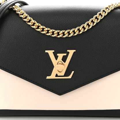 Louis Vuitton Soft Calfskin Mylockme Chain Bag BB Black Creme 7 of 10